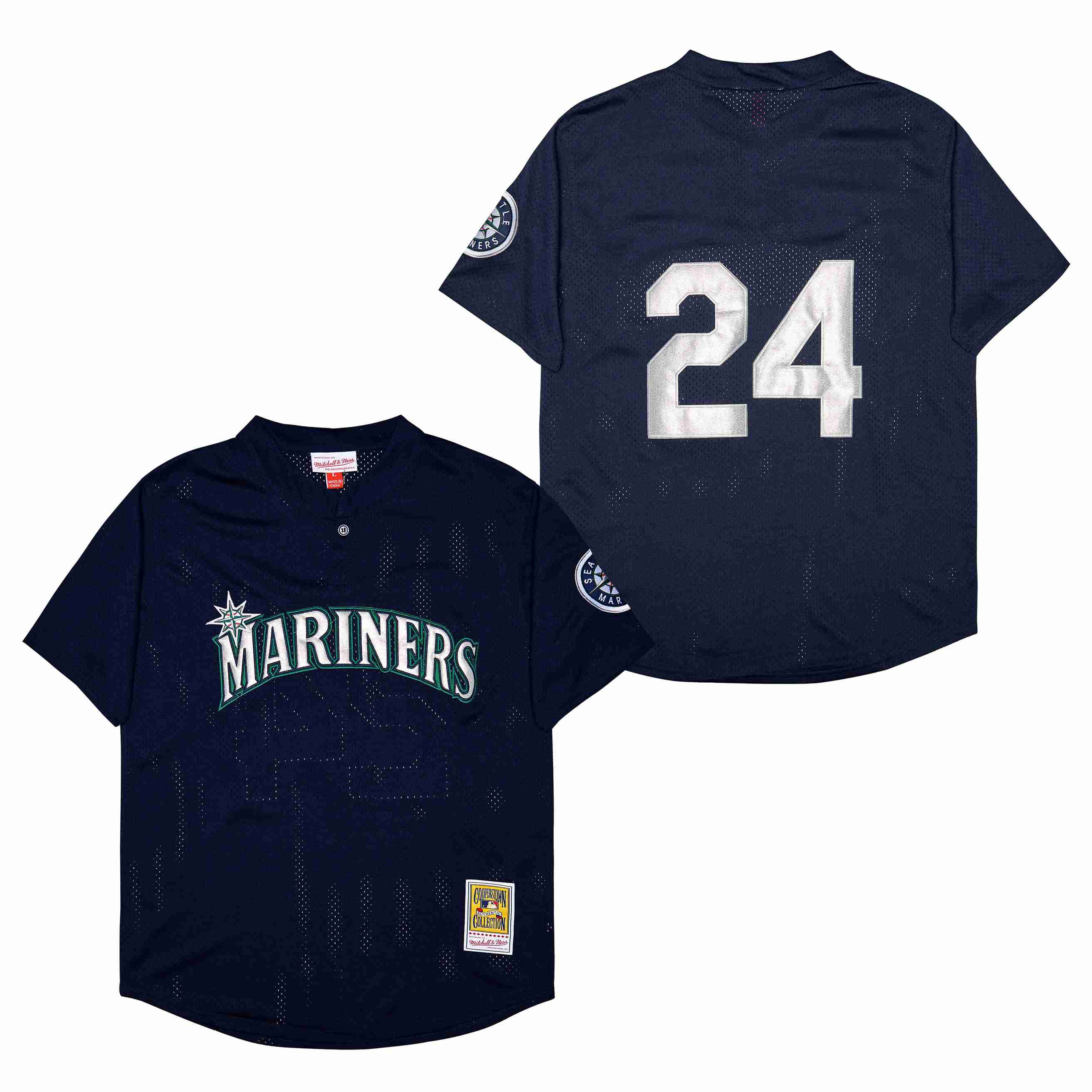 Men Seattle Mariners #24 Griffey dark blue Throwback Game MLB Jersey